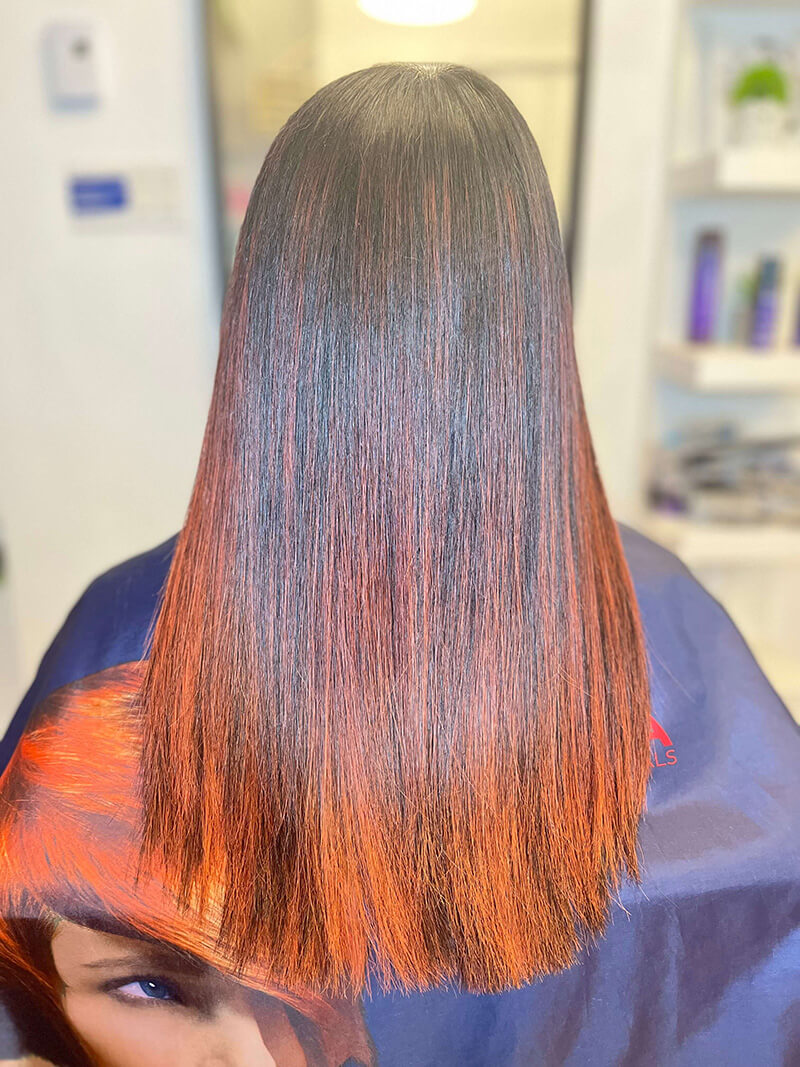 Silky healthy hair after keratin treatment salon Toujours Belle