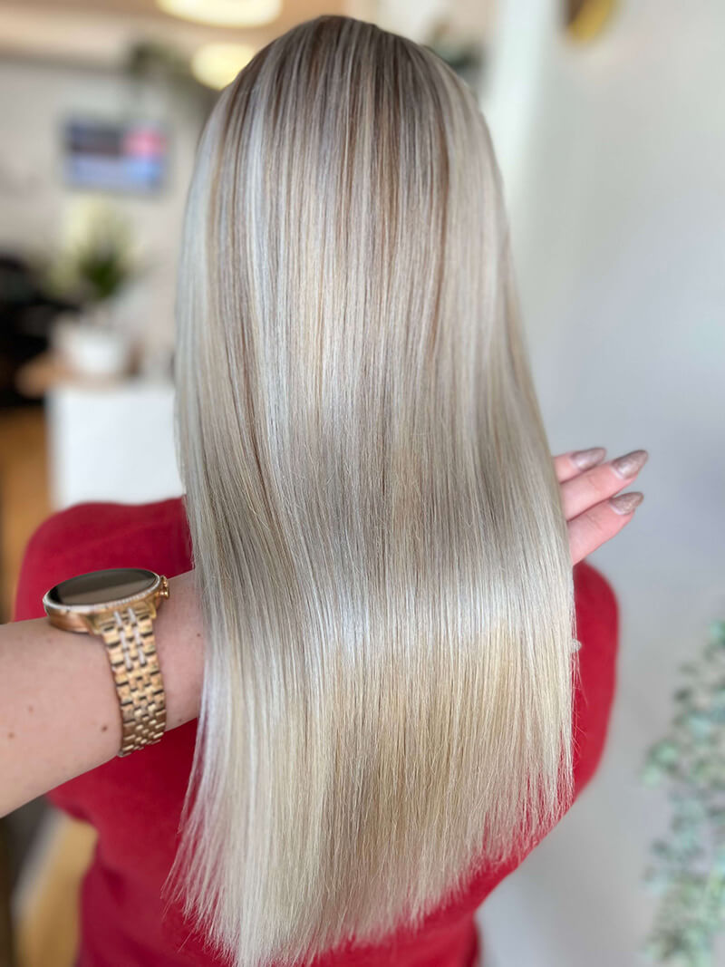 Silky healthy hair after keratin treatment salon Toujours Belle